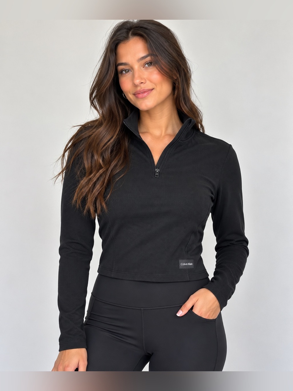 Calvin Klein Performance Women’s Large Black Quarter Zip Long Sleeve Athletic To